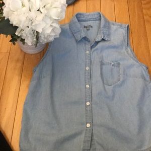 button down denim tank